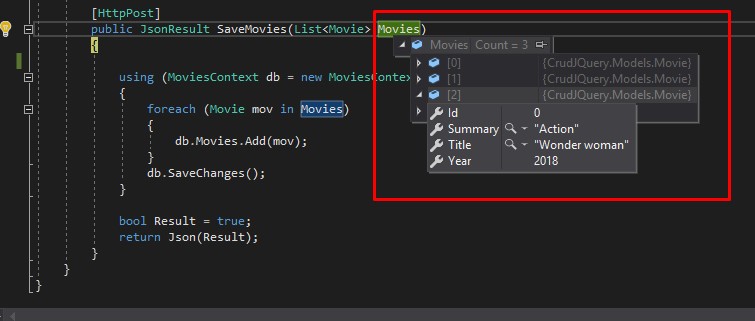 Manage Temp HTML Table With jQuery, And Post List Of Items To Database Using MVC And EF